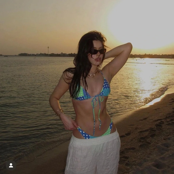 NWT Vanessa Mooney Arabella bikini bottom patchwork‎ green blue L - Picture 8 of 9